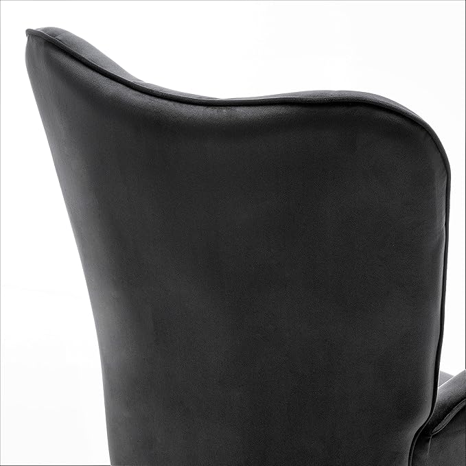 Chic Accent Arm Chairs for Living Room Bedroom or Home Office Button-Tufted Midcentury Armchair with Wingback Design and Splayed Legs Black
