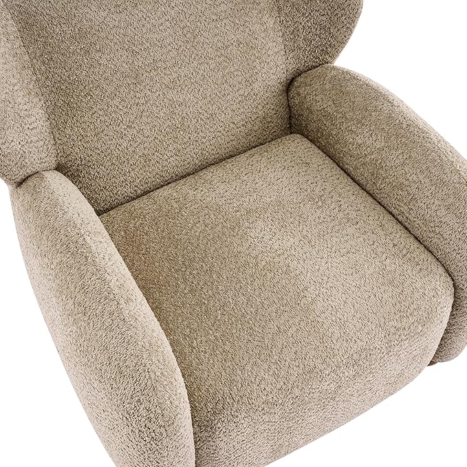 Christopher Knight Home Aiden Boucle Wingback Accent Chair Fabric Upholstered Club Chair with Wooden Frame Comfy Reading Chair for Living Room/Bedroom Light Brown+Walnut
