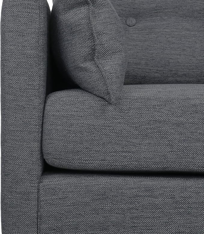 GDFStudio Tufted Club Chair Accent Armchair Accent Arm Reading Chair for Living Room Upholstered Button Armchair Lounge Chair with Comfy Cushion Wooden Leg for Bedroom Office Charcoal Grey