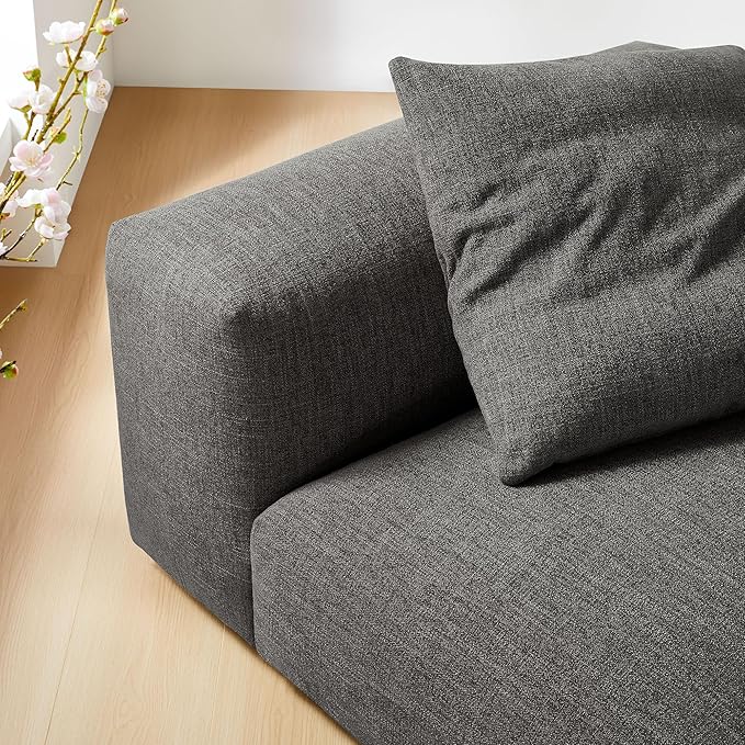 Modway Solace Modular Sofa Armless Chair in Charcoal - Oversized Lounge Chair with Fabric Upholstery - Comfy Single Sectional Sofa Chair - Modern Accent Lounge Chair for Living Room