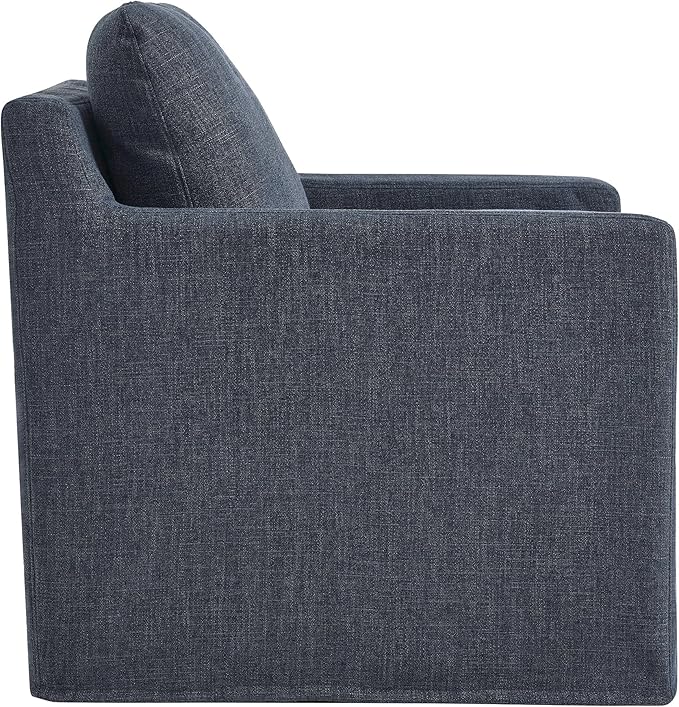 Modway Serene Swivel Accent Armchair in Slate Blue - Modern Fabric Upholstered Chair - Slipcovered Armchair - Swivel Chair for Living Room or Bedroom