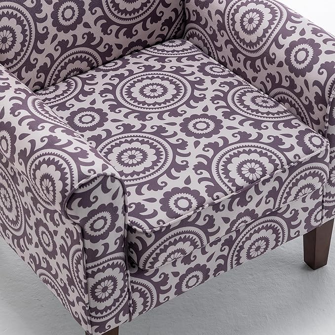 Classic Accent Armchair with Birch Wood Frame and Comfortable Rolled Armrests Arm Chairs for Living Room Bedroom and Office Decor 02 Printed Fabric