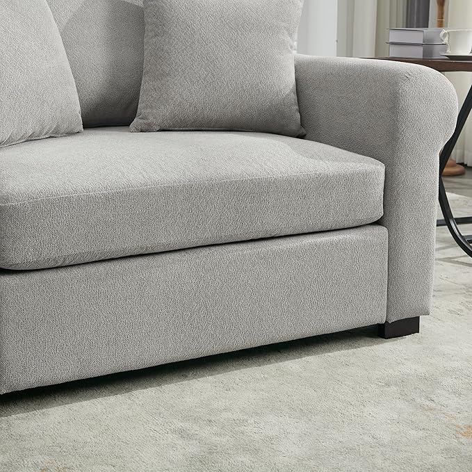 Modern Chenille Oversized Armchair 44.5 Wide Accent Chair Luxurious Chenille Fabric Single Sofa Chair with Pillows and Wide Armrests Living Room Apartment Offices (Light Gray-44.5'')