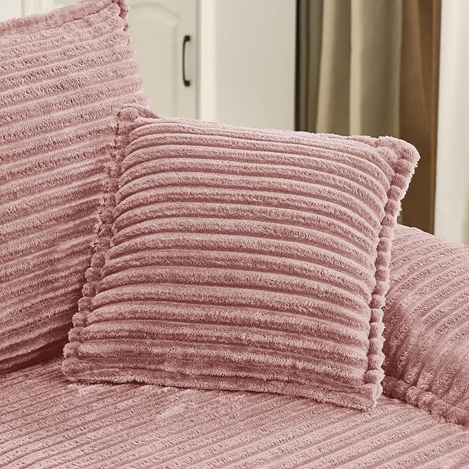 Oversized Armchair with Ottoman Corduroy Reading Chair for Bedroom &amp Living Room Modern Floor Sofa Chair Comfy Lazy Lounge Chair No Assembly Required Pink