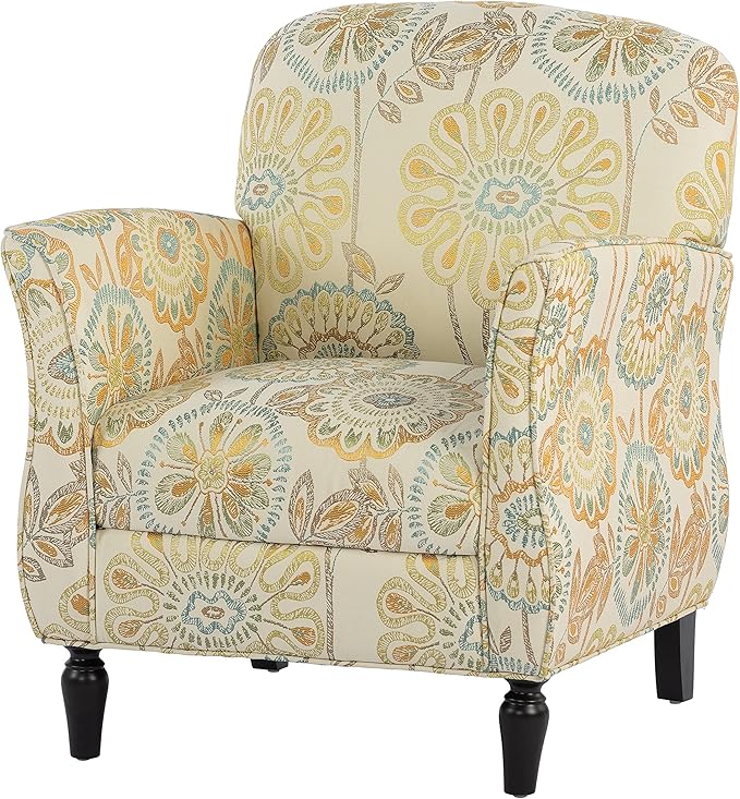 Generic Floral Accent Recliner Living Room Chair Beige Ergonomic Textile 35.04 x 29.33 x 28.54 inches 265 pounds Indoor Use