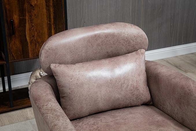 29.5 W Classical Accent Chair Armchair Upholstered Reading Chair Single Sofa Leisure Club Chair with Black Metal Leg and Throw Pillow for Living Room Bedroom Dorm Room Office Taupe Bronzing Suede