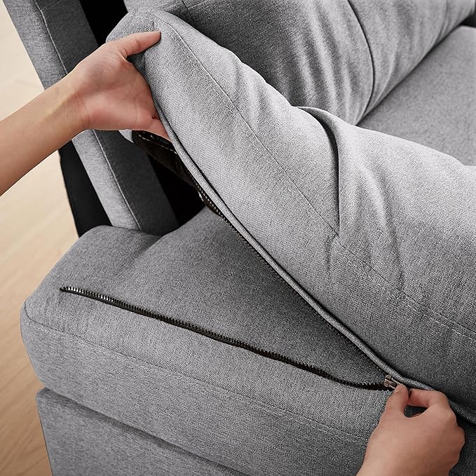 Sectional Sofa Couch for Living Room Convertible U Shape Sofas 4 Seat Modular Couches with Double Chaise and Portable Armrest Modern Polyester Fiber 111 (Light Grey)