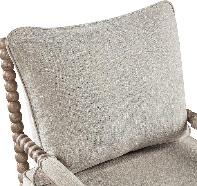 DUHOME Linen Fabric Spindle Accent Chair with Wood FrameModern Accent Chairs with Padded Spring Seat and Brushed White Base for Living Room Bedroom Farmhouse Home Office Belcony