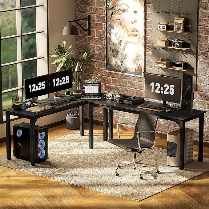 HOMCOM Modern Simple Large Computer Desk 71 Long Home Office Desk for Two Person Multi-Purpose Computer Table for Home Office Study Black