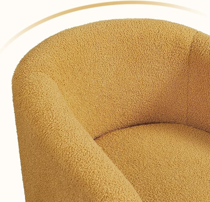 Yaheetech Accent Chairs for Living Room Furry Barrel Chairs Set of 2 Sherpa Chairs with Soft Padded Armrest Club Chairs for Bedroom Waiting Room Office Mustard Yellow