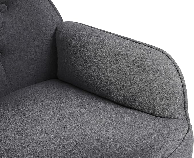 Modern Mid Century Chair Linen Sherpa Armchair for Living Room Bedroom Office Easy Assemble(Dark Grey)