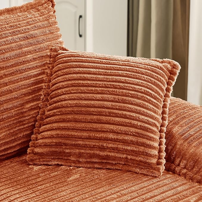 Oversized Armchair with Ottoman Corduroy Reading Chair for Bedroom &amp Living Room Modern Floor Sofa Chair Comfy Lazy Lounge Chair No Assembly Required Orange