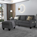 78'' Convertible Sectional Sofa Couch: Dark Grey 3 Seat L-Shaped Sofa Couches with Storage Ottoman and Pockets - Modern Linen Upholstered Sofa Couch Sets for Living Room Office Apartment Small Space