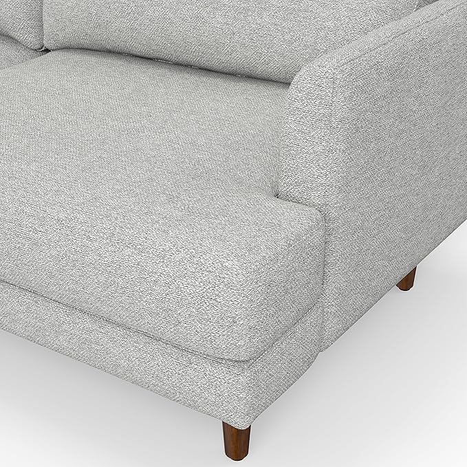 SIMPLIHOME Livingston 90-inch Wide Sofa in Mist Grey Woven-Blend Fabric Handcrafted Mid-Century Modern Oversized 3-Seater Couch Sofa for Living Room or Family Room Solid Wood Frame