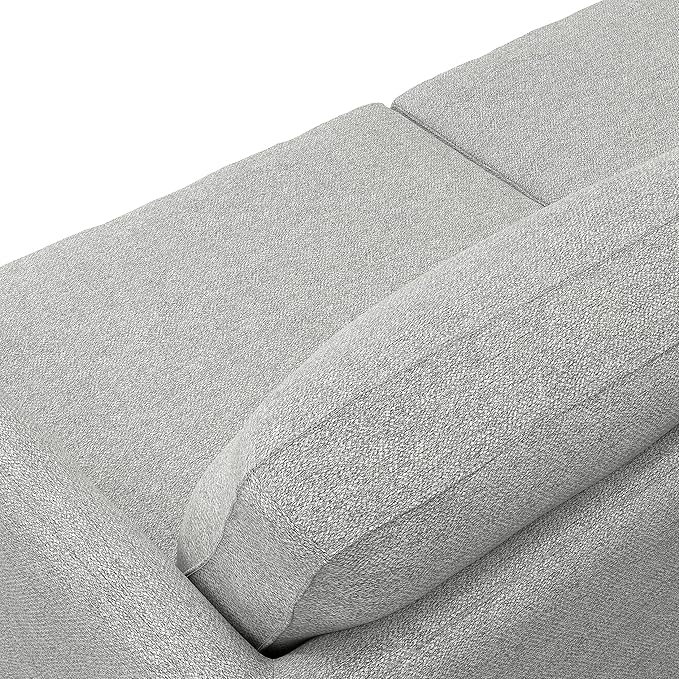 SIMPLIHOME Livingston 90-inch Wide Sofa in Mist Grey Woven-Blend Fabric Handcrafted Mid-Century Modern Oversized 3-Seater Couch Sofa for Living Room or Family Room Solid Wood Frame