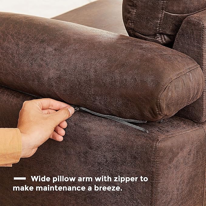 VANOMi 100 Couches for Living Room Faux Leather Sectional Sofa with Chaise Convertible L-Shape Sofa &amp Couches for Living Room3 Seater Apartment Right/Left-L-Shaped Dark Brown | Adjustable C